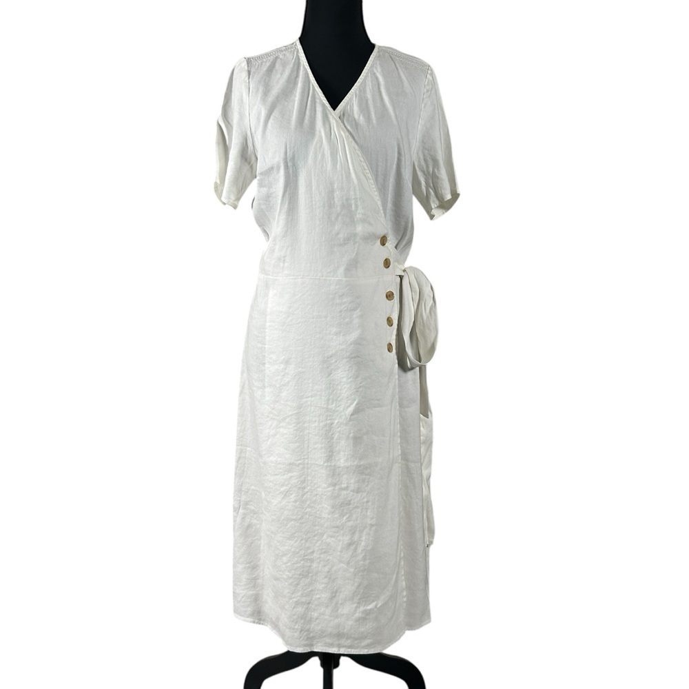 NWT Alp N Rock Thalia Wrap Linen Blend Dress White Size M - Picture 2 of 12
